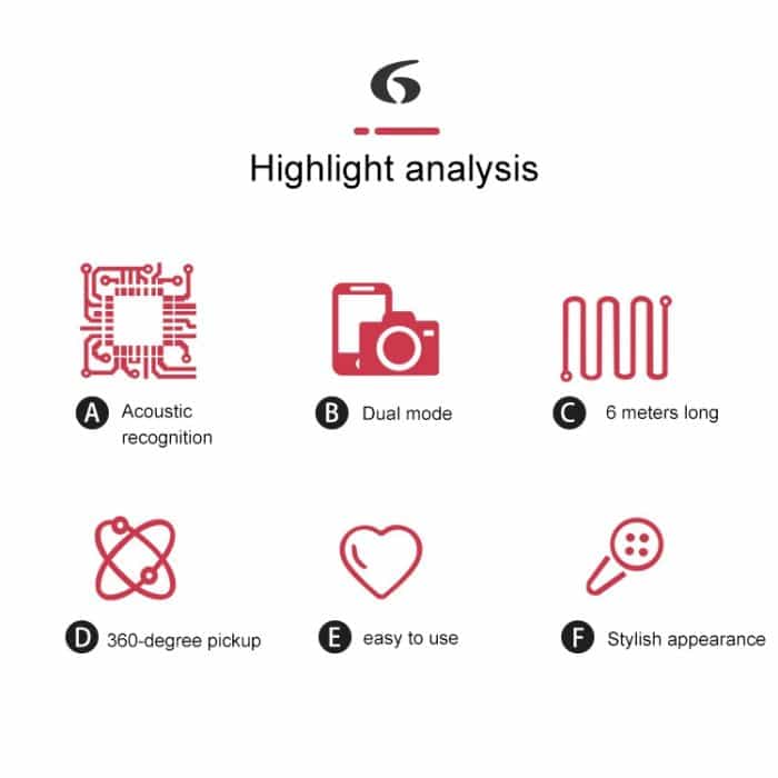 YICHUANG YC-VM40 8-poliger Port Dual-Modi Lavalier-Aufnahmemikrofon, Kabellänge: 6 m – Bild 5