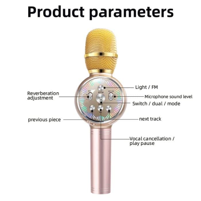 K2 Bluetooth 5.0 Karaoke Live Bunte Lichter Drahtloses Bluetooth-Mikrofon – Bild 2