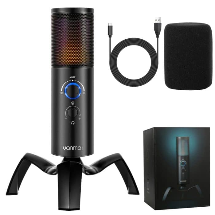 Yanmai Q18 USB Professionelles Computermikrofon Ankeraufnahme Karaoke-Kondensatormikrofon – Bild 4