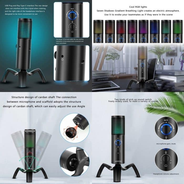 Yanmai Q18 USB Professionelles Computermikrofon Ankeraufnahme Karaoke-Kondensatormikrofon – Bild 5