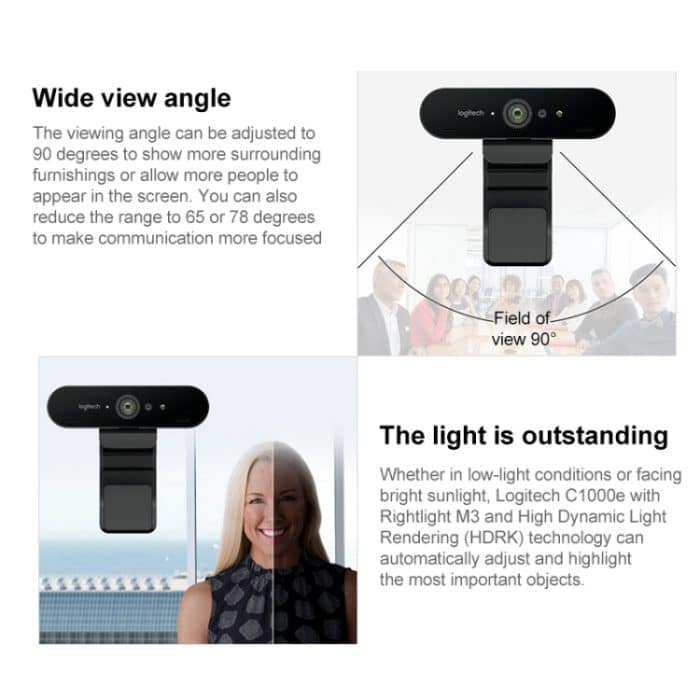 Logitech C1000E BRIO 4K HD Weitwinkel Live-Computerkamera mit Mikrofon – Bild 6