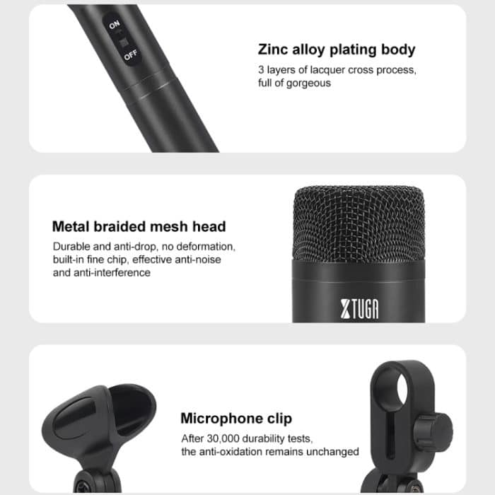 XTUGA DI7 7-teiliges kabelgebundenes dynamisches Drum-Mikrofon-Set, Kick-Bass-Tom/Snare-Becken-Mikrofon-Set mit XLR-Kabeln – Bild 6