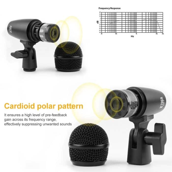 XTUGA MI7-G 7-teiliges kabelgebundenes dynamisches Drum-Mikrofon-Set, Kick-Bass-Tom/Snare-Becken-Mikrofon-Set – Bild 7