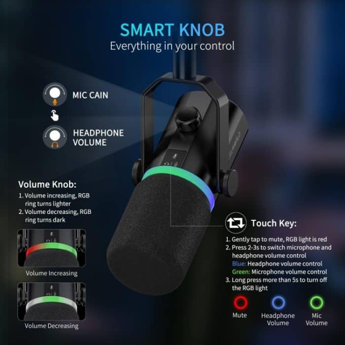 FEELWORLD PM1-AS Dynamisches XLR/USB-Mikrofon für Podcasting, Aufnahme, Gaming, Live-Streaming mit Galgenarm, PM1-AS – Bild 5