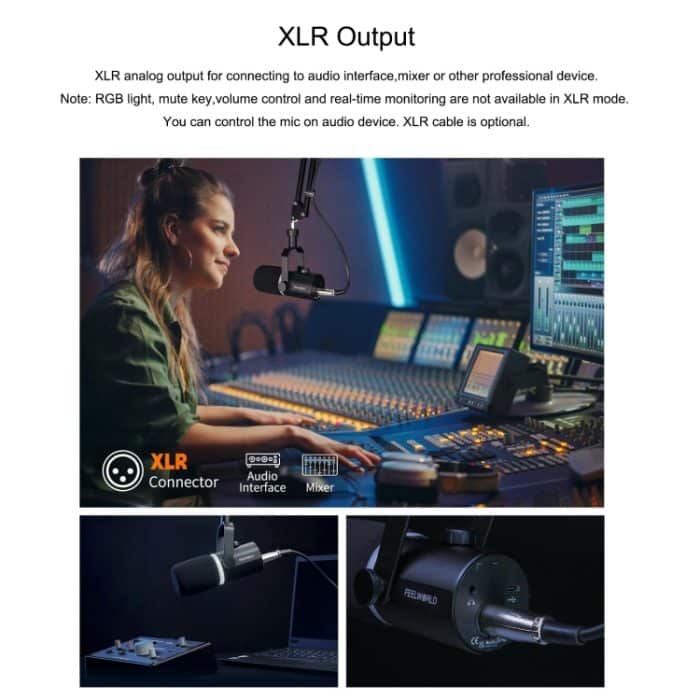 FEELWORLD PM1 XLR/USB Dynamisches Mikrofon für Podcasting, Aufnahme, Gaming, Live-Streaming, PM1 – Bild 8