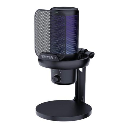 FEELWORLD VM1 USB-Kondensator-Gaming-Mikrofon für Streaming, Geräuschunterdrückung, Stummschaltung, RGB-Licht, Desktop-Ständer, VM1-XS