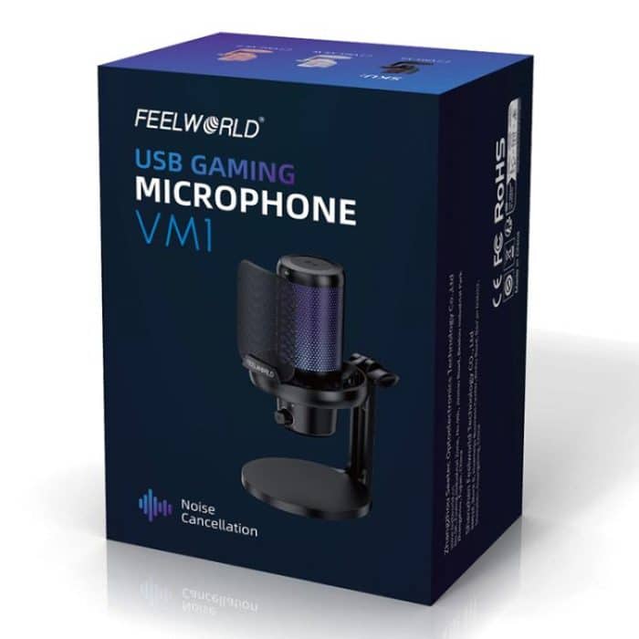 FEELWORLD VM1 USB-Kondensator-Gaming-Mikrofon für Streaming, Geräuschunterdrückung, Stummschaltung, RGB-Licht, Desktop-Ständer, VM1-XS – Bild 2