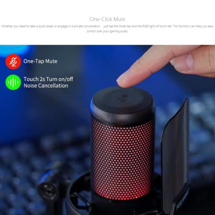 FEELWORLD VM1 USB-Kondensator-Gaming-Mikrofon für Streaming, Geräuschunterdrückung, Stummschaltung, RGB-Licht, Galgenarmständer, VM1-AS – Bild 5