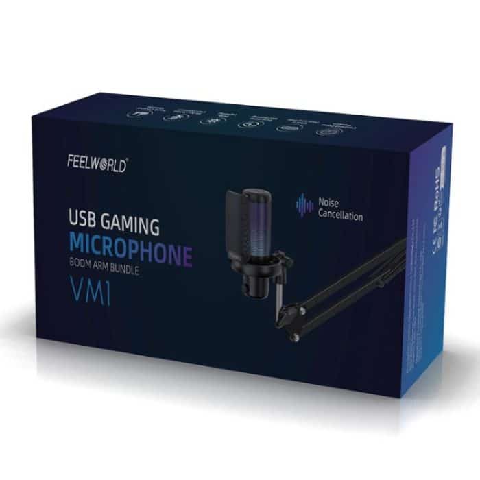FEELWORLD VM1 USB-Kondensator-Gaming-Mikrofon für Streaming, Geräuschunterdrückung, Stummschaltung, RGB-Licht, Galgenarmständer, VM1-AS – Bild 2