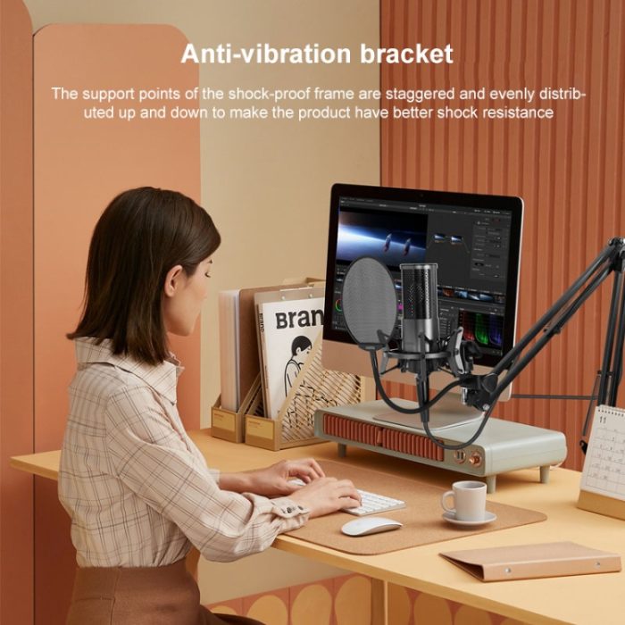 Yanmai X2 Active Rauschunterdrückung Cardioid Zeigen kapazitiver Aufzeichnungsmikrofonset mit Blowout Net & Cantilever-Halterung & 1,7m 3,5-mm-Schnittstellenkabel – Bild 7