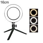 Live-Übertragung Selbstauslöser Dimmring LED Beauty Selfie Light mit kleinem Tischstativ, Selfie Light Durchmesser: 16cm