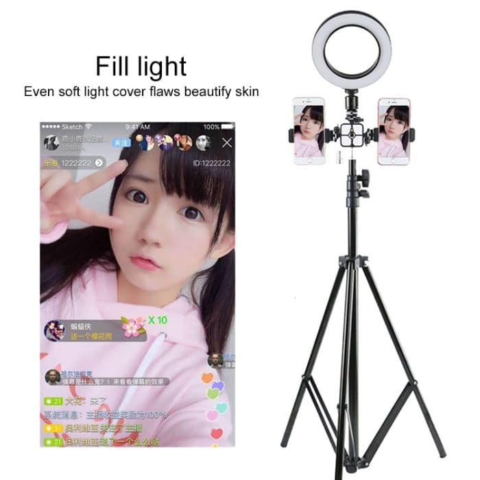 Live-Übertragung Selbstauslöser Dimmring LED Beauty Selfie Light mit kleinem Tischstativ, Selfie Light Durchmesser: 16cm – Bild 5