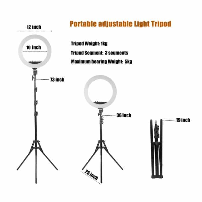 MANTOO RL-12 II 100-240V 28W 12 Zoll Zweifarbiges dimmbares Ringfülllicht mit Stativ – Bild 6
