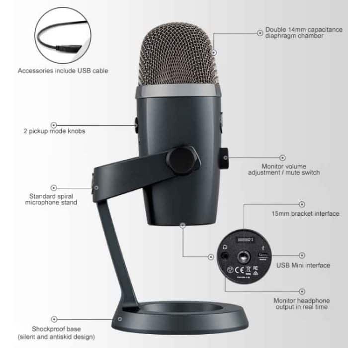 Logitech Blue Yeti Nano Kondensator Digitales USB-Live-Übertragungsmikrofon, Blue Yeti Nano – Bild 3