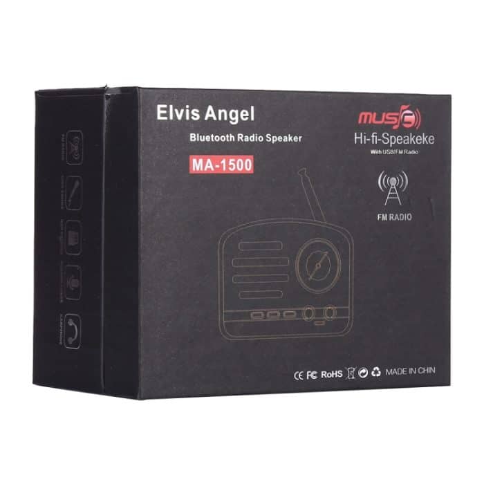 Elvis Angel MA-1500 Retro Bluetooth HiFi-Radio-Lautsprecher mit buntem LED-Licht, Unterstützung für USB & FM & 3,5 mm Aux – Bild 6