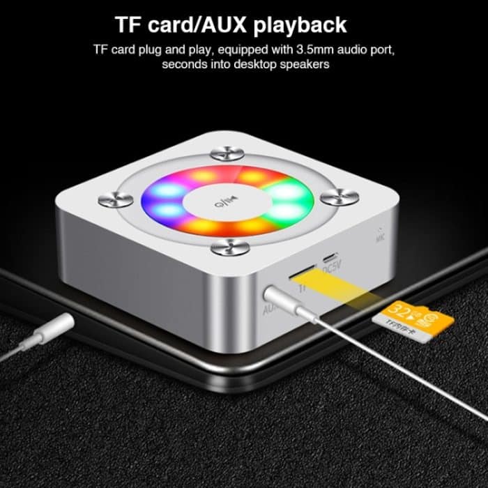 A9 Tragbarer Bluetooth-Stereolautsprecher mit integriertem Mikrofon und Licht, unterstützt Freisprechanrufe, TF-Karte und AUX-Eingang, Bluetooth-Entfernung: 10 m, with Light(Gold), with Light(Black), with Light(Rose Gold) – Bild 3