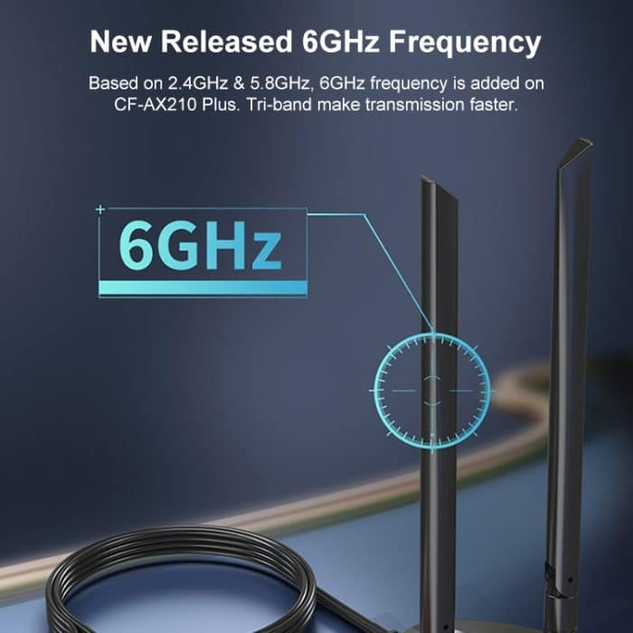 COMFAST CF-AX210 PLUS 5374MBPS TRI-Band + Bluetooth 5.2 Wireless Wifi6E PCI-E-Netzwerkkarte – Bild 4