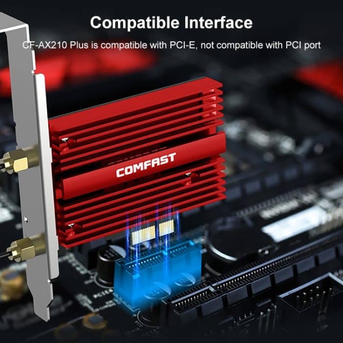 COMFAST CF-AX210 PLUS 5374MBPS TRI-Band + Bluetooth 5.2 Wireless Wifi6E PCI-E-Netzwerkkarte – Bild 7