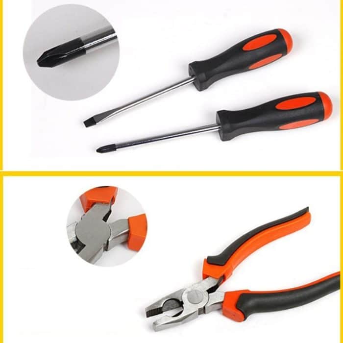 9 in 1 Werkzeugsatz Allgemeiner Haushaltshandwerkzeugsatz mit Werkzeugkasten-Aufbewahrungskoffer – Bild 4