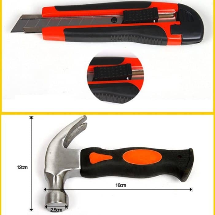 9 in 1 Werkzeugsatz Allgemeiner Haushaltshandwerkzeugsatz mit Werkzeugkasten-Aufbewahrungskoffer – Bild 6