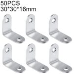 50 PCS Edelstahl 90-Grad-Winkelhalterung, Eckstreben-Verbindungshalterung Befestigungselement Möbelschrank Bildschirme Wand (30 mm)