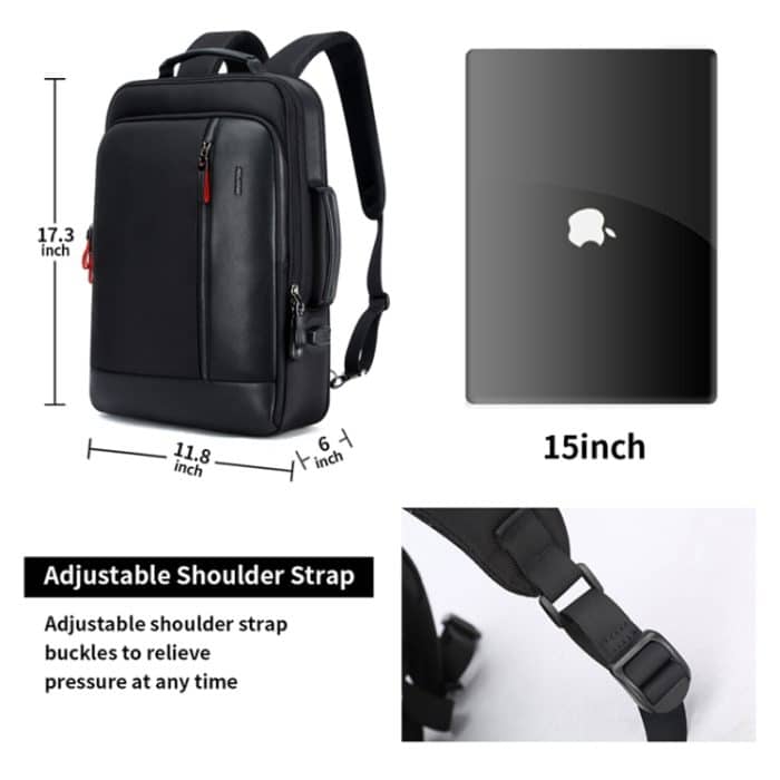 Bopai 751-006641 Business-Mode-Laptop-Rucksack mit großer Kapazität, atmungsaktiv, mit externer USB-Schnittstelle, Größe: 30 x 15 x 44 cm, 751-006641 – Bild 10