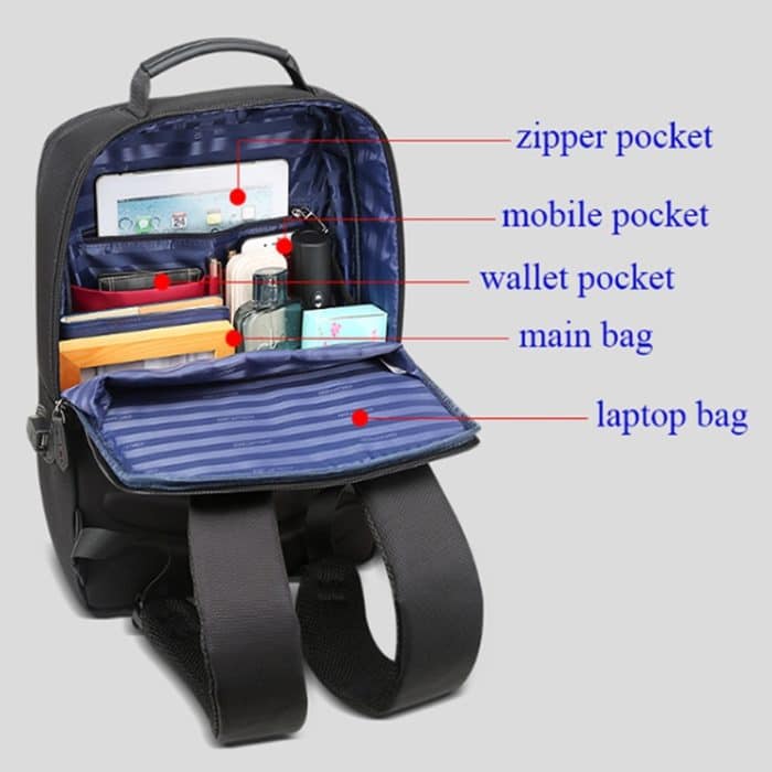 Bopai 851-009911 Business Anti-Diebstahl-wasserdichte Doppel-Umhängetasche mit großem Fassungsvermögen und USB-Ladeanschluss, Größe: 30,5 x 13 x 45 cm, 851-009911 – Bild 11