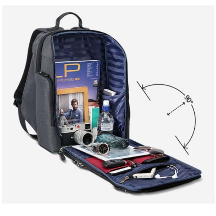 Bopai 851-010128 Business Anti-Diebstahl-wasserdichte Doppel-Umhängetasche mit großem Fassungsvermögen und USB-Ladeanschluss, Größe: 34 x 19 x 43 cm, 851-010128 – Bild 11