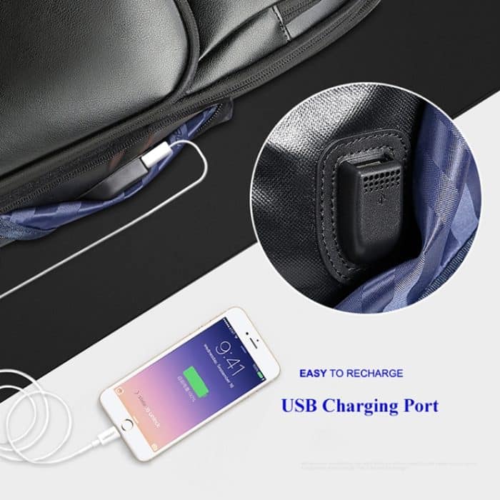 Bopai 851-010128 Business Anti-Diebstahl-wasserdichte Doppel-Umhängetasche mit großem Fassungsvermögen und USB-Ladeanschluss, Größe: 34 x 19 x 43 cm, 851-010128 – Bild 10