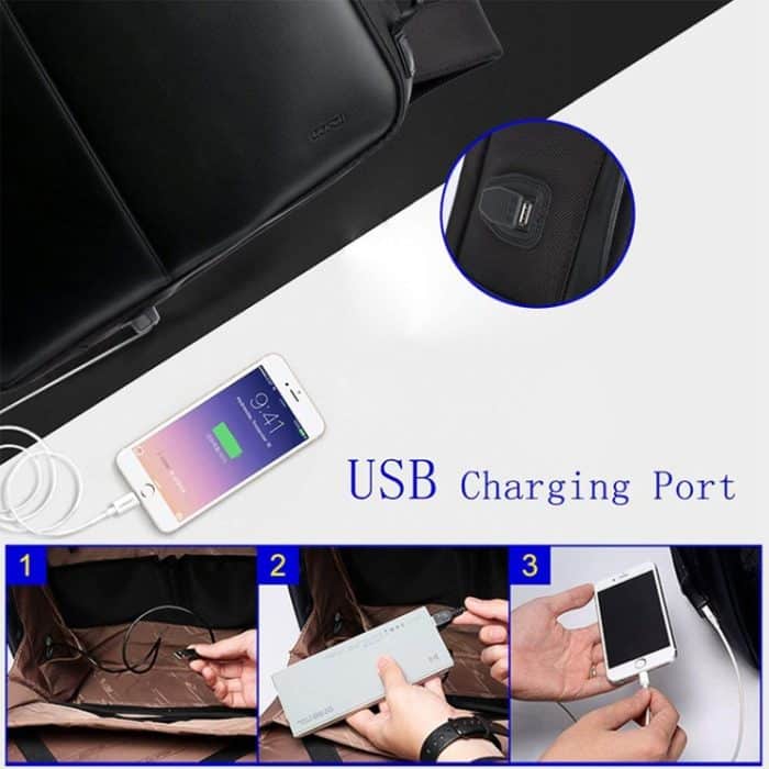 Bopai 751-006431 Business wasserdichte, diebstahlsichere Doppel-Umhängetasche mit großem Fassungsvermögen und USB-Ladeanschluss, Größe: 27 x 16,5 x 40 cm, 751-006431 – Bild 12