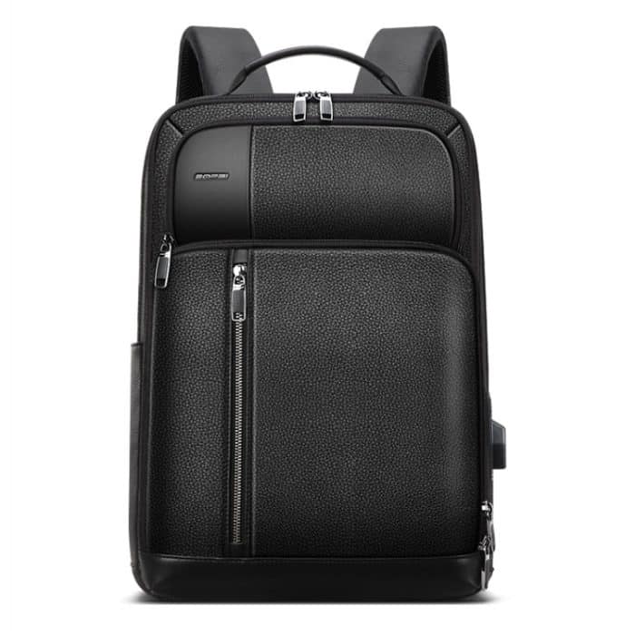 Bopai 851-036611 Atmungsaktiver Herren-Business-Rucksack aus genarbtem Leder mit großem Fassungsvermögen, Größe: 30 x 12 x 43 cm, 851-036611 – Bild 2