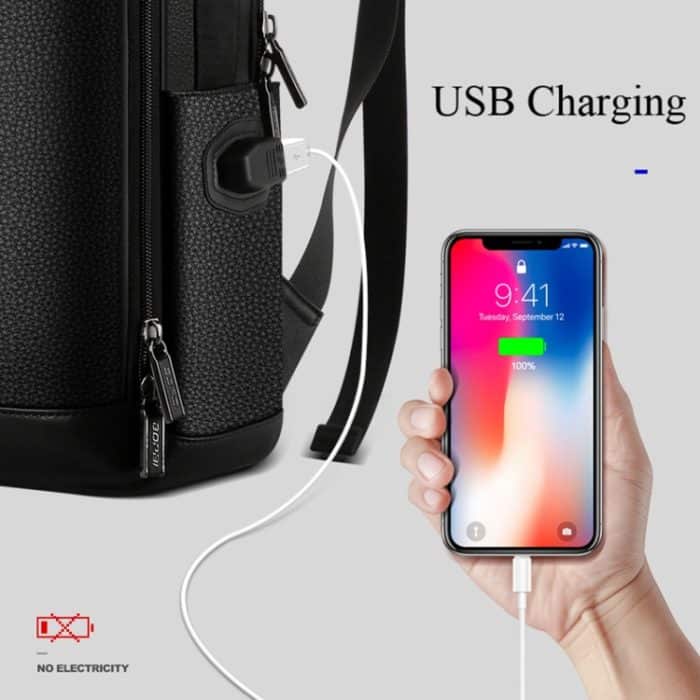 Bopai 851-036611 Atmungsaktiver Herren-Business-Rucksack aus genarbtem Leder mit großem Fassungsvermögen, Größe: 30 x 12 x 43 cm, 851-036611 – Bild 11