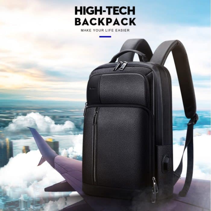 Bopai 851-036611 Atmungsaktiver Herren-Business-Rucksack aus genarbtem Leder mit großem Fassungsvermögen, Größe: 30 x 12 x 43 cm, 851-036611 – Bild 14