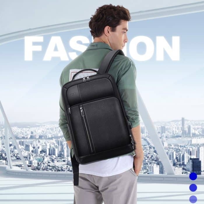 Bopai 851-036611 Atmungsaktiver Herren-Business-Rucksack aus genarbtem Leder mit großem Fassungsvermögen, Größe: 30 x 12 x 43 cm, 851-036611 – Bild 16