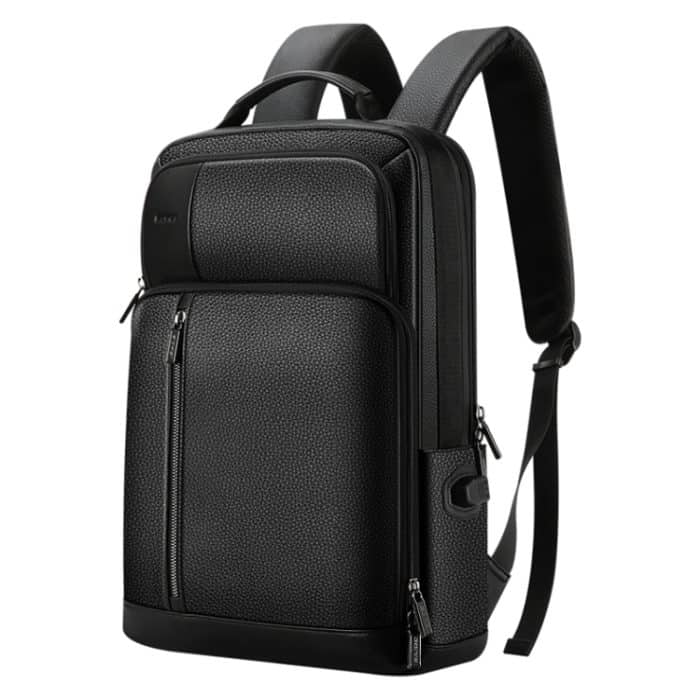 Bopai 851-036611 Atmungsaktiver Herren-Business-Rucksack aus genarbtem Leder mit großem Fassungsvermögen, Größe: 30 x 12 x 43 cm, 851-036611 – Bild 3
