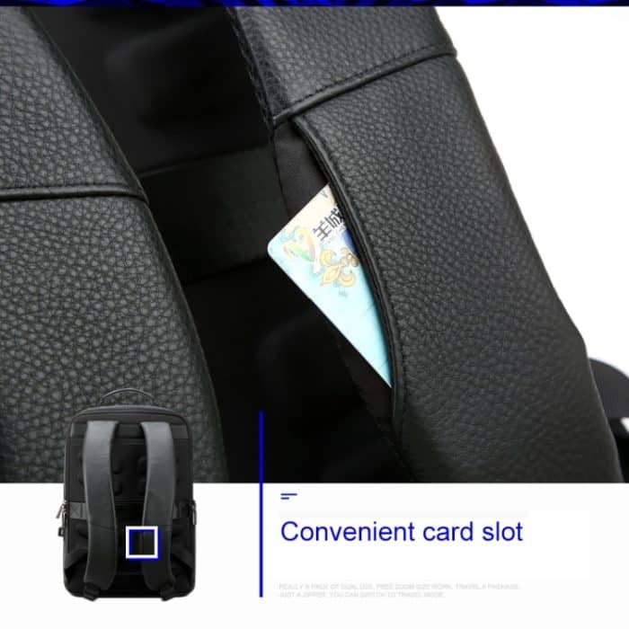 Bopai 851-036611 Atmungsaktiver Herren-Business-Rucksack aus genarbtem Leder mit großem Fassungsvermögen, Größe: 30 x 12 x 43 cm, 851-036611 – Bild 7