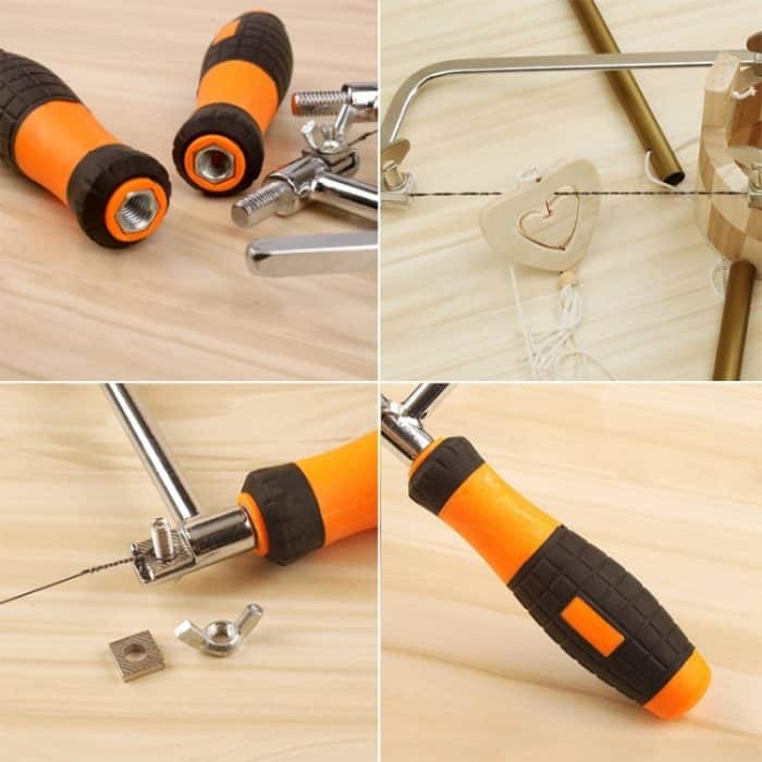 U-förmige Bügelsäge mit Klingen für Metall / Holz / Kunststoffrohr / Draht DIY Handwerkzeug Tragbare Holzbearbeitungssäge, Breite: 105 mm – Bild 5