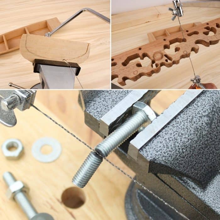 U-förmige Bügelsäge mit Klingen für Metall / Holz / Kunststoffrohr / Draht DIY Handwerkzeug Tragbare Holzbearbeitungssäge, Breite: 105 mm – Bild 6