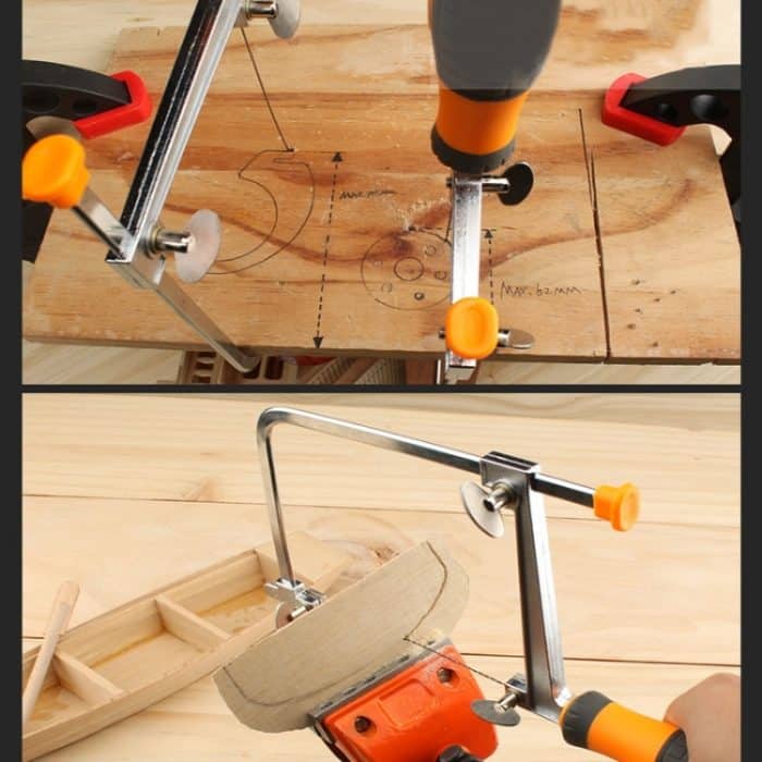 U-förmige Bügelsäge mit Klingen für Metall / Holz / Kunststoffrohr / Draht DIY Handwerkzeug Tragbare Holzbearbeitungssäge, Breite: 105 mm – Bild 7