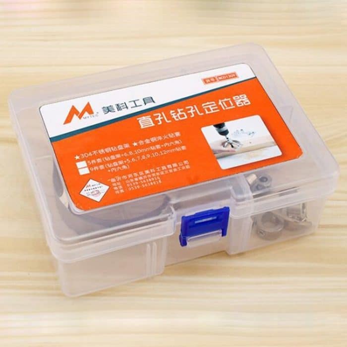 8-in-1-Bohrführung Vertikale Taschenlochlehre 5/6/7/8/9/10/12 mm Bohrerlochsuche Edelstahl-Holzbearbeitungslehre – Bild 4