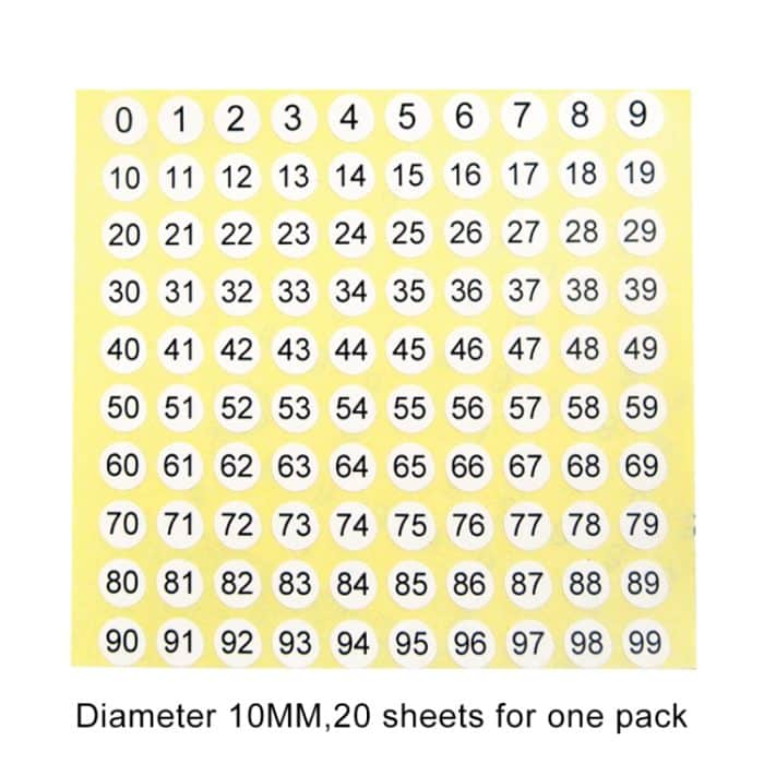 20 PCS runde Form Nummer Aufkleber Schuhgröße Etikett, Nummer 0-99 – Bild 2