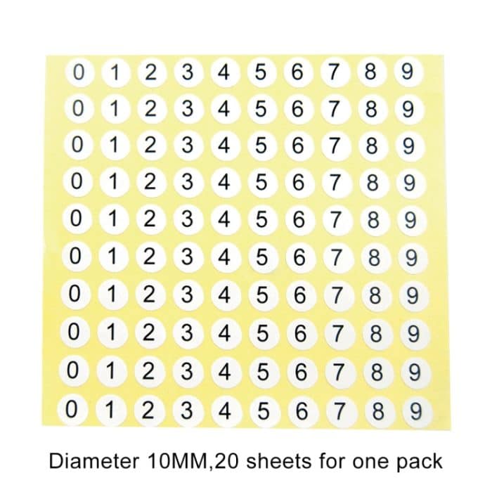 20 PCS runde Form Nummer Aufkleber Schuhgröße Etikett, Nummer 0-9 – Bild 2