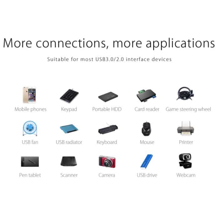 ORICO W5P-U3-100 4-Port USB 3.0 Desktop-HUB mit 100 cm Micro-USB-Kabel-Netzteil, W5P-U3-100 Black, W5P-U3-100 White – Bild 15