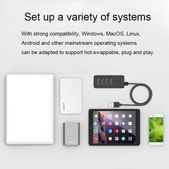 ORICO W5P-U3-100 4-Port USB 3.0 Desktop-HUB mit 100 cm Micro-USB-Kabel-Netzteil, W5P-U3-100 Black, W5P-U3-100 White – Bild 7