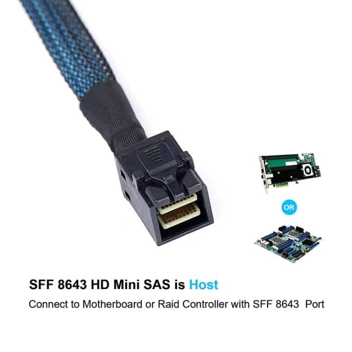 Mini SAS SFF-8643 Host auf 7-Pin 4 SATA-Zielfestplatte 6 Gbit / s Data Server Raid-Kabel, Länge: 1 m – Bild 4