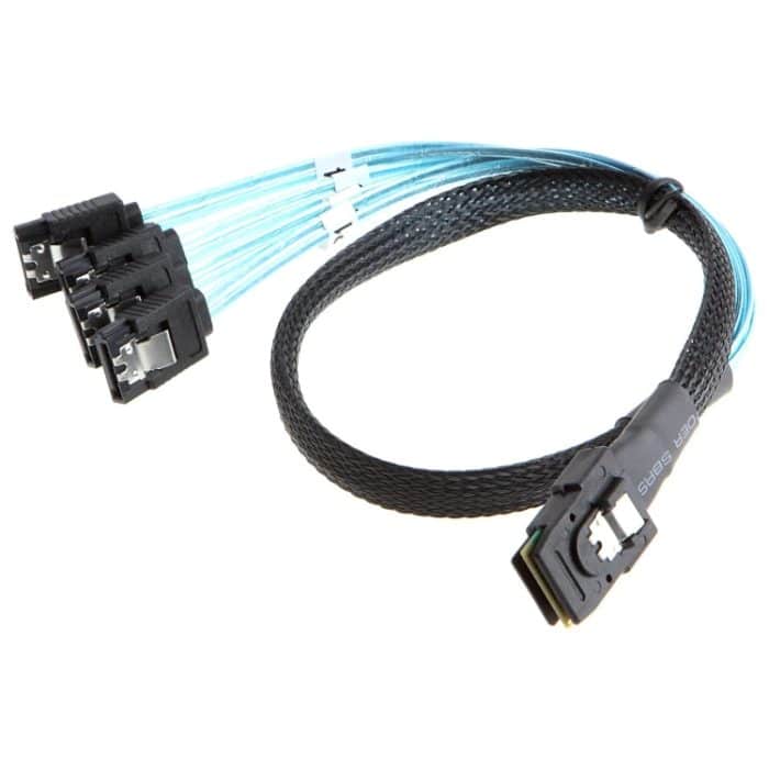 Mini SAS (SFF-8087) bis 4 x 7-polige SATA-Vorwärts-Breakout-6-Gbit / s-Datenkabel, Länge: 50 cm – Bild 2