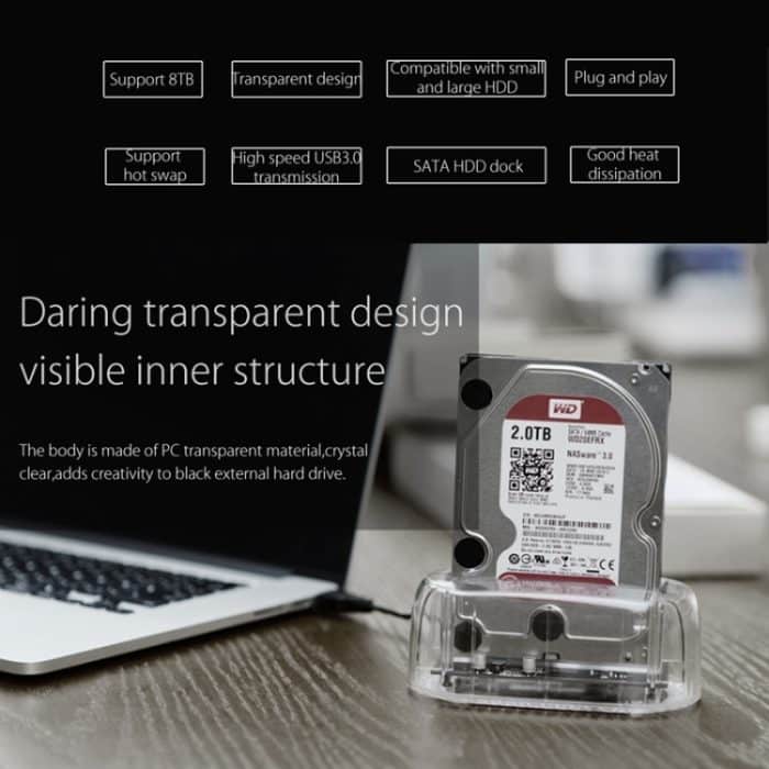 ORICO 6139U3 2,5/3,5 Zoll transparente SATA-zu-USB-3.0-Festplatten-Dockstation, USB 3.0 – Bild 12