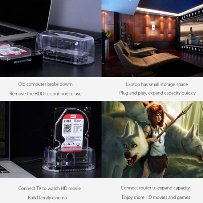 ORICO 6139U3 2,5/3,5 Zoll transparente SATA-zu-USB-3.0-Festplatten-Dockstation, USB 3.0 – Bild 10