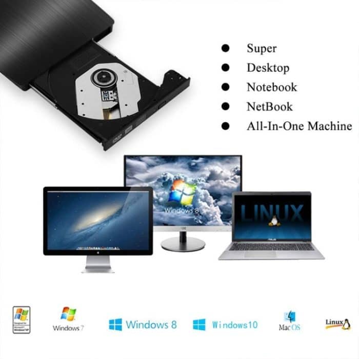 Gebürstete Textur USB 3.0 POP-UP Mobiles externes DVD-Rw DVD / CD-umschreibbares Laufwerk Externes ODD- und HDD-Gerät – Bild 9