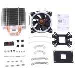 6 Kupferrohre CPU-Kühlkörper Hydrauliklager Kühlgebläse Leiser Lüfter mit RGB-bunten Lichtern 4-polig für Intel: LGA775 1150 1151 1155 1156 1366 2011 (AMD: FM1 FM2 AM2 AM3 + AM4) – Bild 8